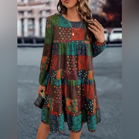 🌟HOST PICK🌟NWT-Plus Size Patchwork Boho Dress - Picture 3 of 4